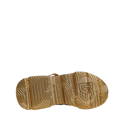 Dolce & Gabbana Gold Daymaster Leather Low Top Sneakers Shoes