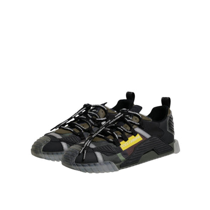 Dolce & Gabbana Black Green Camo NS1 Low Top Sneakers Shoes Dolce & Gabbana