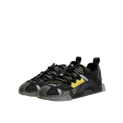 Dolce & Gabbana Black Green Camo NS1 Low Top Sneakers Shoes Dolce & Gabbana