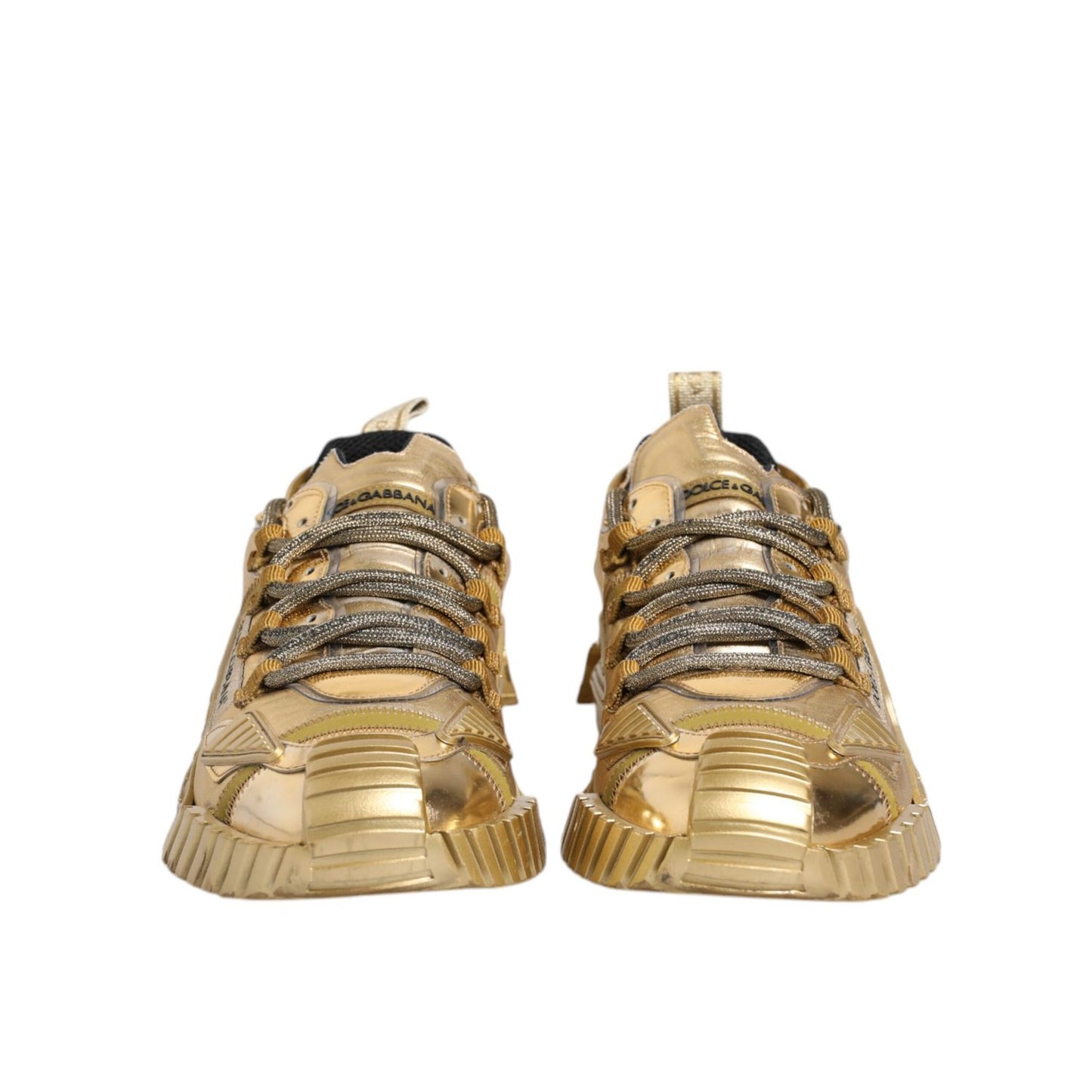 Dolce & Gabbana Gold Stretch Lace Up NS1 Sneakers Shoes