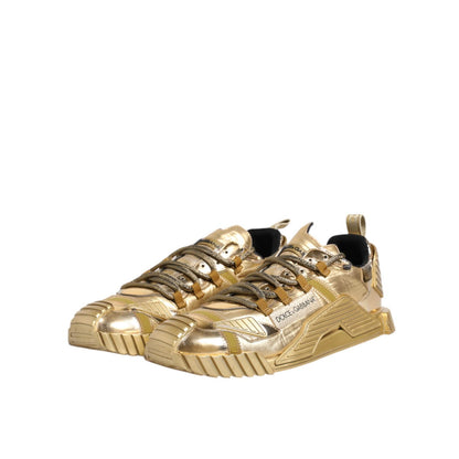 Dolce & Gabbana Gold Stretch Lace Up NS1 Sneakers Shoes