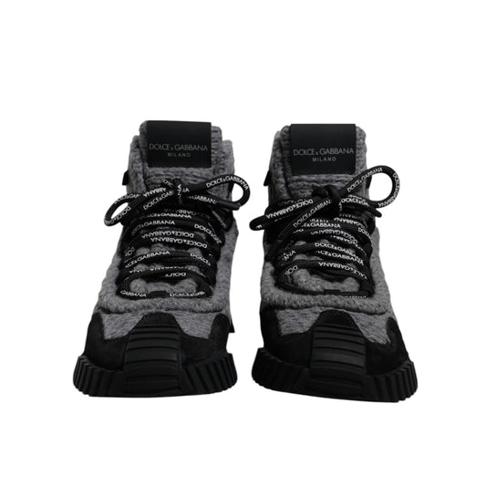 Dolce & Gabbana Gray Black NS1 High Top Boots Sneakers Shoes