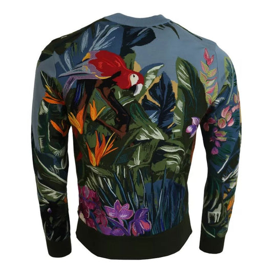Dolce & Gabbana Jungle Wool Silk Pullover Logo Sweater