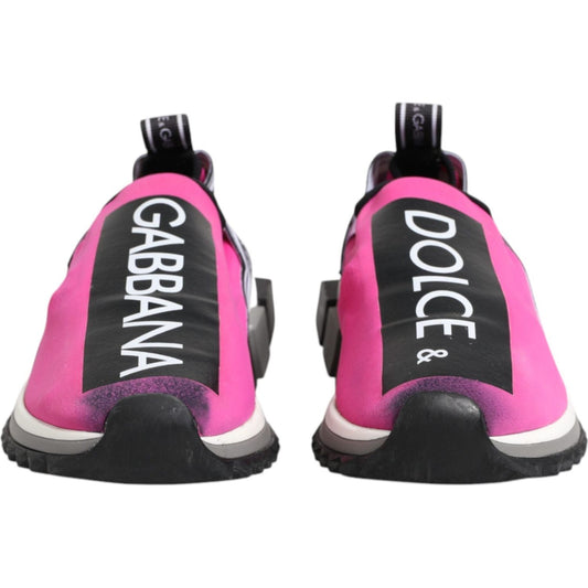 Dolce & Gabbana Fuchsia White Slip On Sorrento Sneakers Shoes 1728,67345645728,Dolce & Gabbana,EU38/US7.5,Fuchsia,Material: 50% Nylon 20% Elastane 15% PU 15% Viscose,Preowned / Defect,Shoes,Sneakers - Women - Shoes,Women,Women - Shoes Dolce & Gabbana LA12