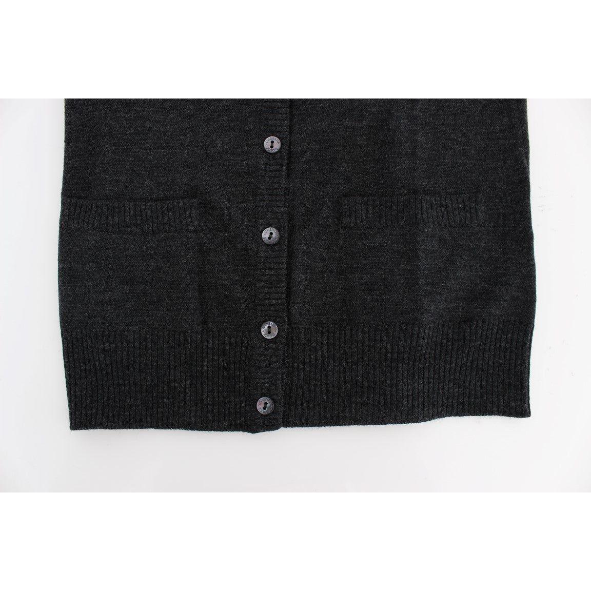 Dolce & Gabbana Gray Wool Button Cardigan Sweater