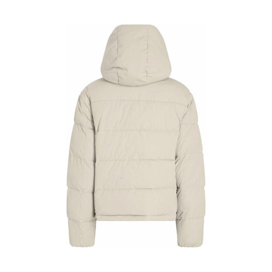 Calvin Klein Jeans Beige Recycled Polyester Jackets & Coat Calvin Klein Jeans Light Gray