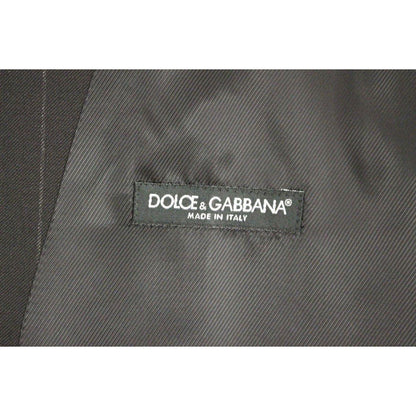 Dolce & Gabbana Black Striped Wool Logo Vest