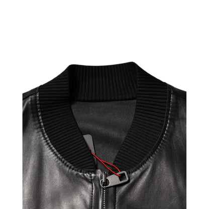Dolce & Gabbana Black Lambskin Full Zip Biker Blouson Jacket