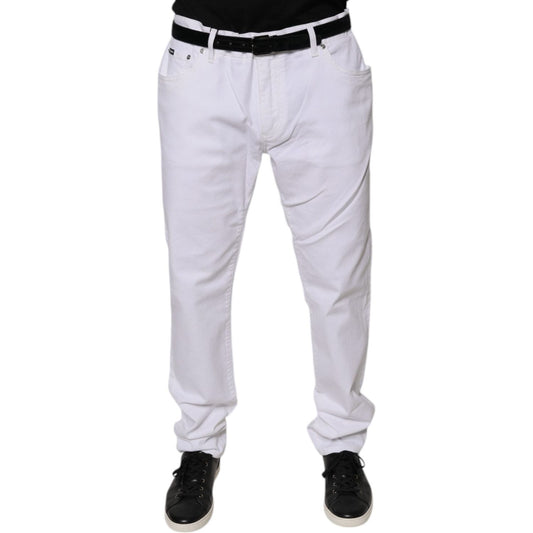 Dolce & Gabbana White Cotton Stretch Skinny Men Denim Jeans