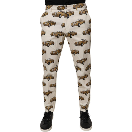 Dolce & Gabbana Off White Cars Cotton Skinny Men Denim Jeans