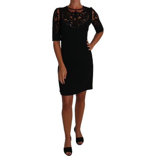 Dolce & Gabbana Black Floral Cut Out Pattern Coctail Dress Dolce & Gabbana