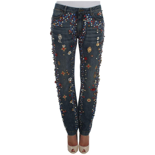 Dolce & Gabbana Crystal Roses Heart Embellished Jeans Dolce & Gabbana