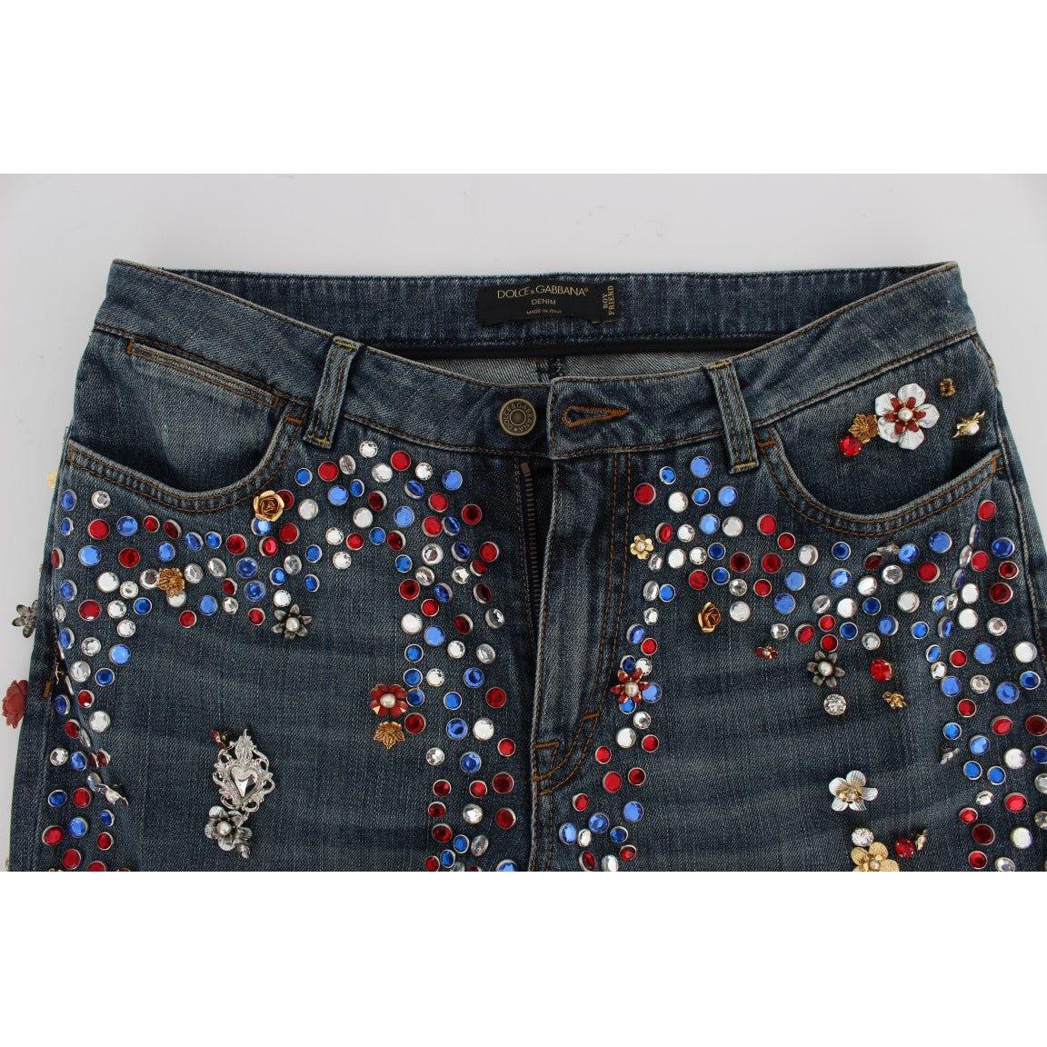 Dolce & Gabbana Crystal Roses Heart Embellished Jeans Dolce & Gabbana