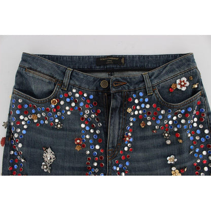 Dolce & Gabbana Crystal Roses Heart Embellished Jeans Dolce & Gabbana