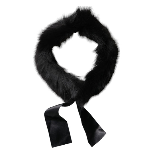 Dolce & Gabbana Black Fur Shoulder Collar Wrap Shawl Scarf Dolce & Gabbana
