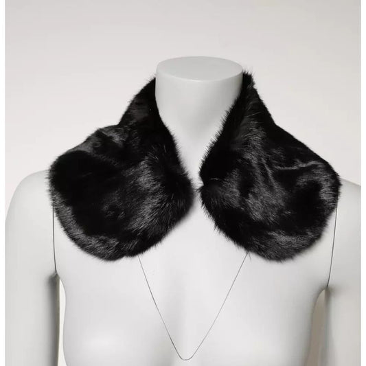 Dolce & Gabbana Black Fur Shawl Neck Wrap Cover Collar Scarf Dolce & Gabbana
