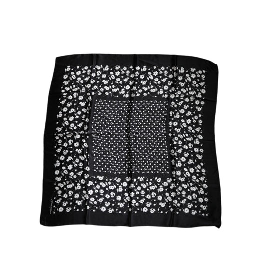 Dolce & Gabbana Black Floral Silk Square Wrap Shawl Scarf Dolce & Gabbana