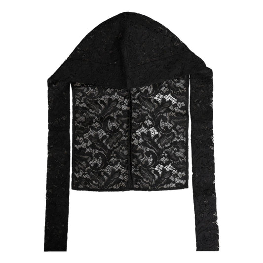 Dolce & Gabbana Black Floral Lace Whole Head Wrap Hat Dolce & Gabbana