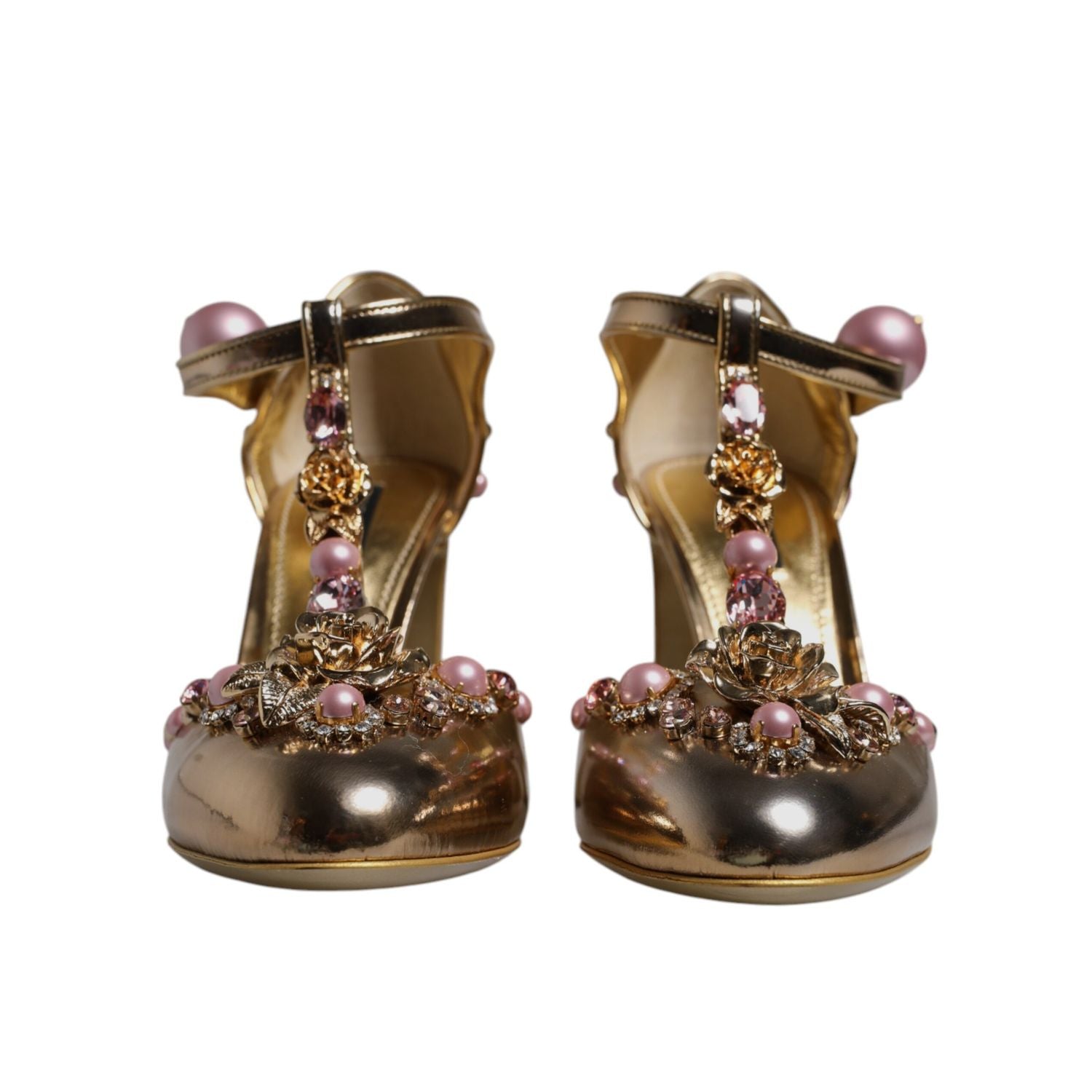 Dolce & Gabbana Gold Embellished Vally Heels Sandals Shoes