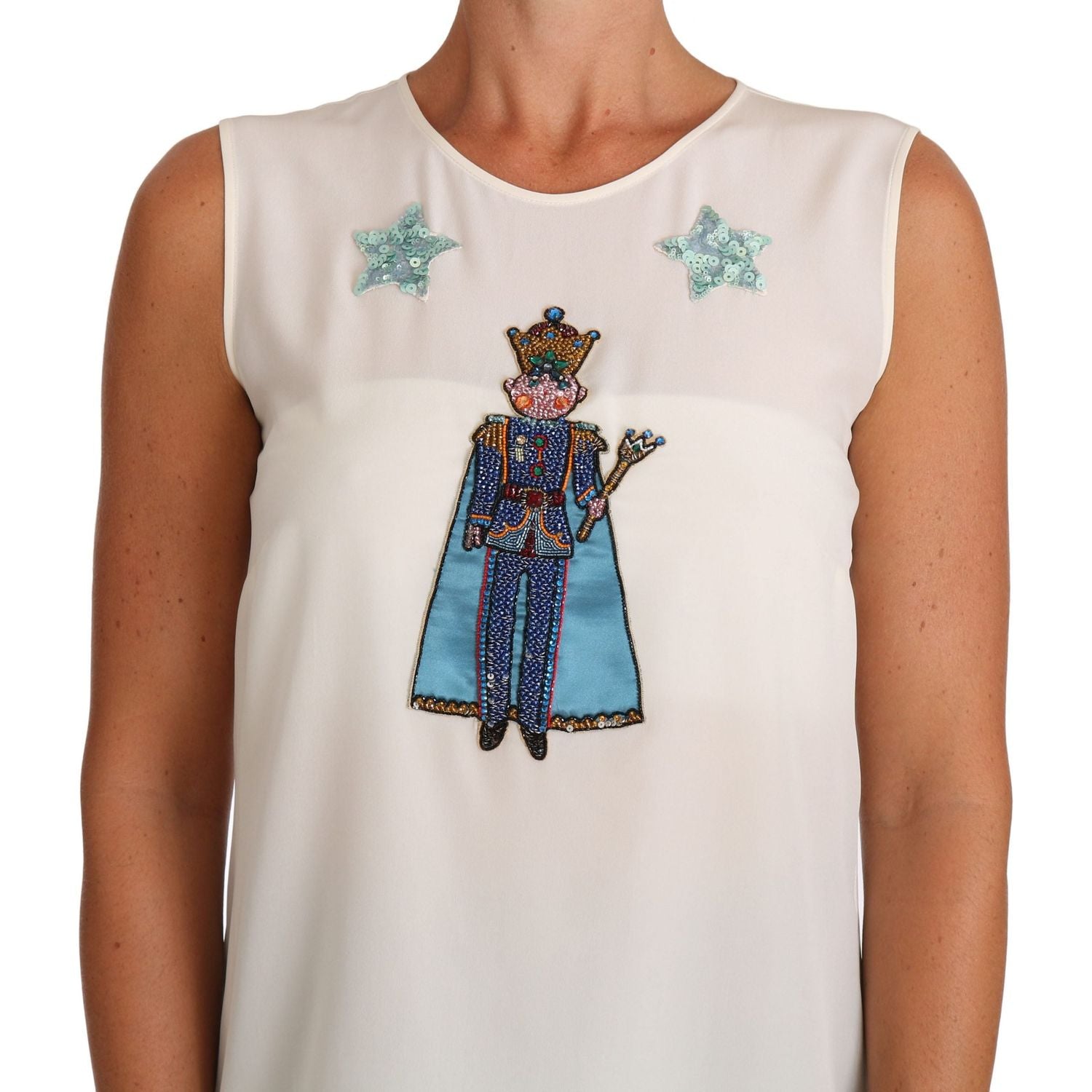 迷人亮片真丝无袖上衣