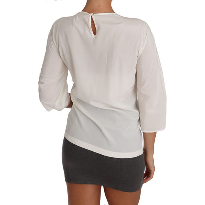 Dolce & Gabbana White Silk #dgfamily Blouse T-shirt