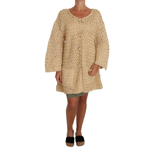 Dolce & Gabbana Beige Cardigan Crochet Knitted Raffia Sweater 1728,67345645728,Beige,Cardigans - Sweaters - Clothing,Clothing,Dolce & Gabbana,Full-Length Jackets - Jackets & Coats - Clothing,IT40|S,Jackets & Coats - Clothing,Material: 100% viscose,New wit