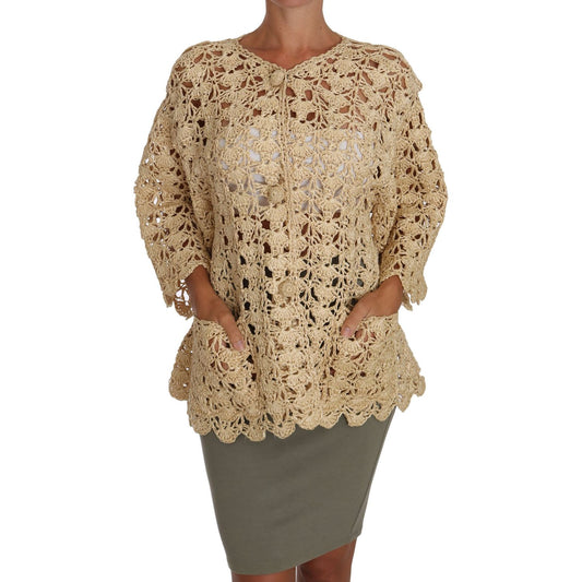 Dolce & Gabbana Beige Cardigan Crochet Knitted Raffia Sweater 1728,67345645728,Beige,Cardigans - Sweaters - Clothing,Clothing,Dolce & Gabbana,IT40|S,Material: 100% viscose,New with tags,Sweaters - Clothing,Sweaters - Women - Clothing,Women,Women - Clothin