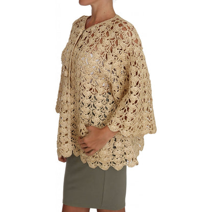 Dolce & Gabbana Beige Cardigan Crochet Knitted Raffia Sweater 1728,67345645728,Beige,Cardigans - Sweaters - Clothing,Clothing,Dolce & Gabbana,IT40|S,Material: 100% viscose,New with tags,Sweaters - Clothing,Sweaters - Women - Clothing,Women,Women - Clothin