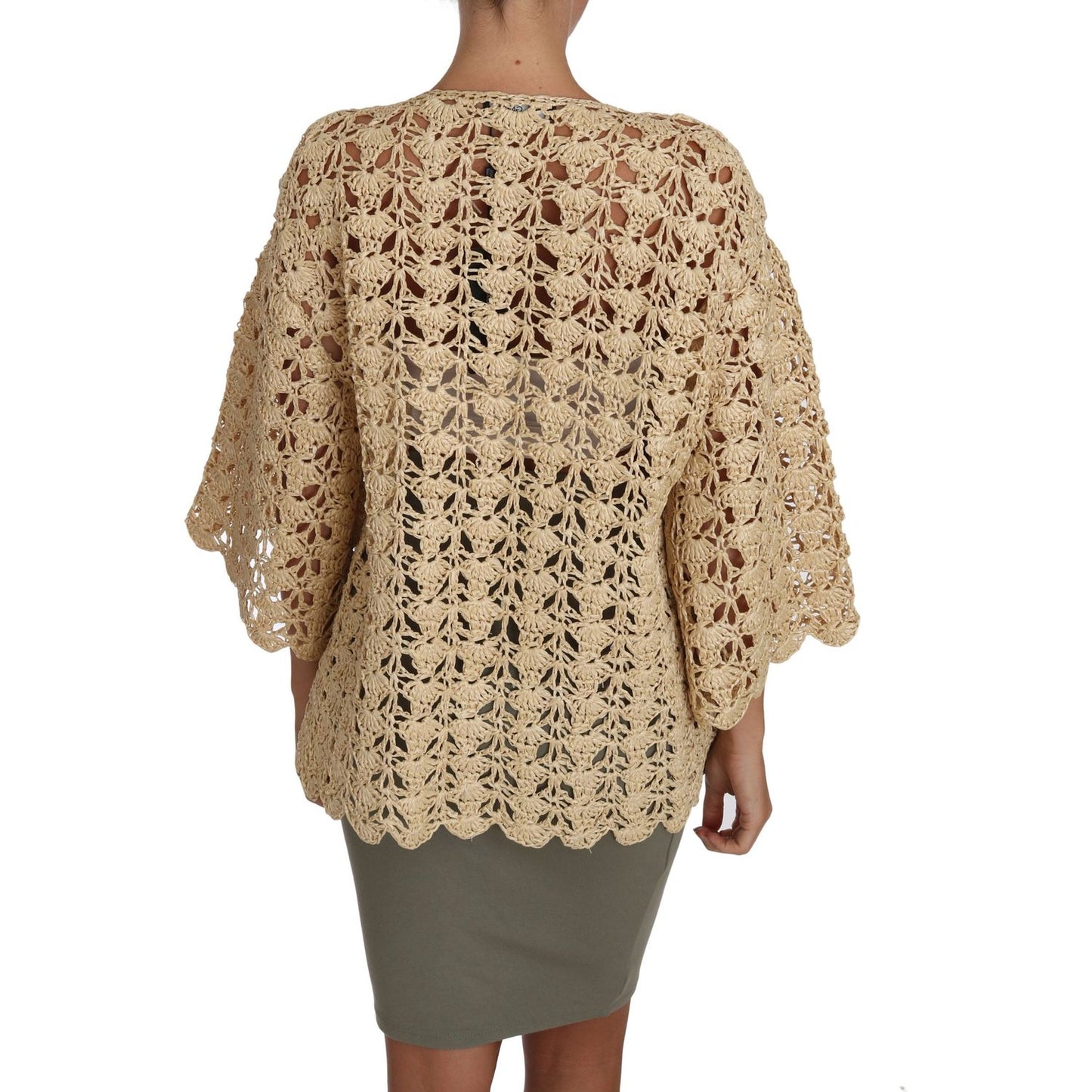 Dolce & Gabbana Beige Cardigan Crochet Knitted Raffia Sweater 1728,67345645728,Beige,Cardigans - Sweaters - Clothing,Clothing,Dolce & Gabbana,IT40|S,Material: 100% viscose,New with tags,Sweaters - Clothing,Sweaters - Women - Clothing,Women,Women - Clothin