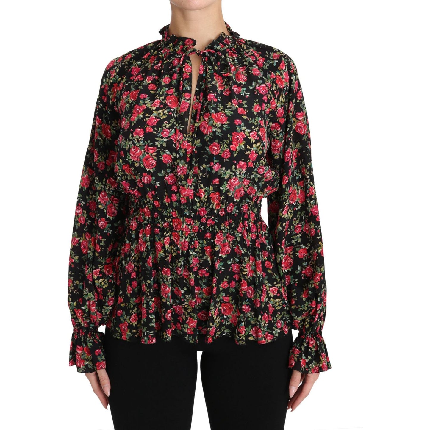 Dolce & Gabbana Elegant Black Floral Silk Shirt Dolce & Gabbana