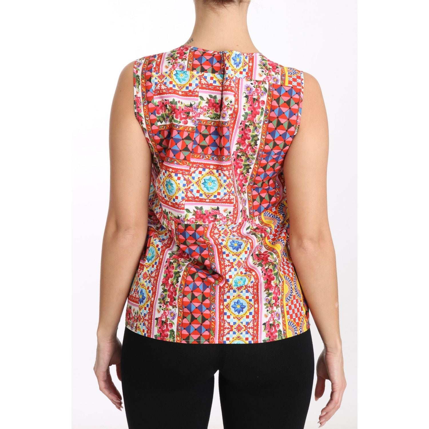 دولتشي آند غابانا كاريتو قميص بدون أكمام بطبعات من القطن الخالص