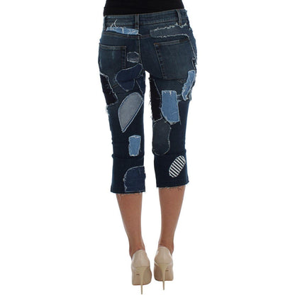 Dolce & Gabbana Stretch Blue Patchwork Jeans Shorts 1728,2% Elastane,67345645728,Blue,Clothing,Denim - Shorts - Clothing,Dolce & Gabbana,IT36 | XS,Knee Length - Shorts - Clothing,Material: 98% Cotton,New with tags,Shorts - Clothing,Shorts - Women - Clothi