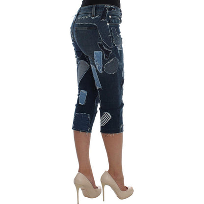 Dolce & Gabbana Stretch Blue Patchwork Jeans Shorts 1728,2% Elastane,67345645728,Blue,Clothing,Denim - Shorts - Clothing,Dolce & Gabbana,IT36 | XS,Knee Length - Shorts - Clothing,Material: 98% Cotton,New with tags,Shorts - Clothing,Shorts - Women - Clothi