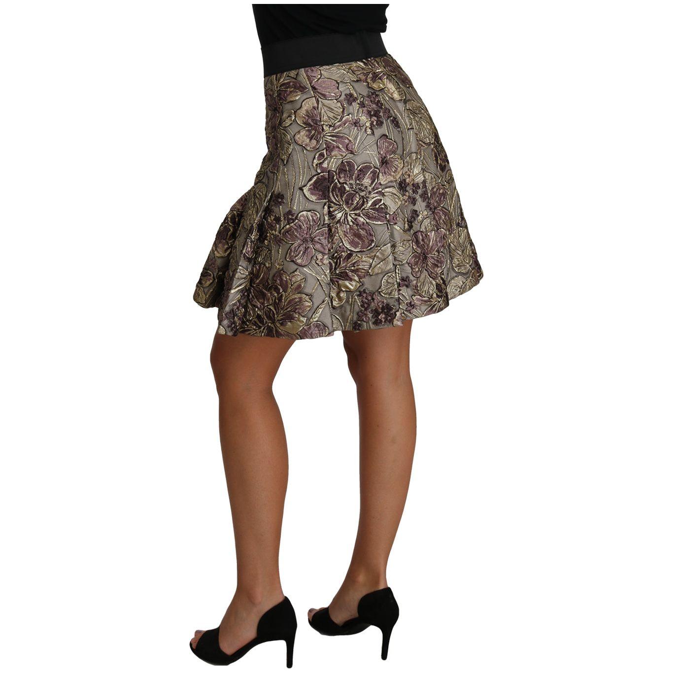 Dolce & Gabbana Elegant Floral A-Line Jacquard Skirt Skirt Dolce & Gabbana