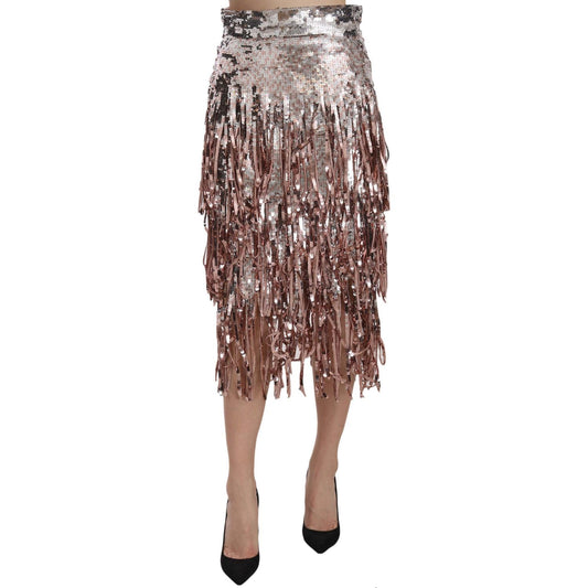 Dolce & Gabbana Sequin Embellished Fringe Midi Pencil Skirt Dolce & Gabbana