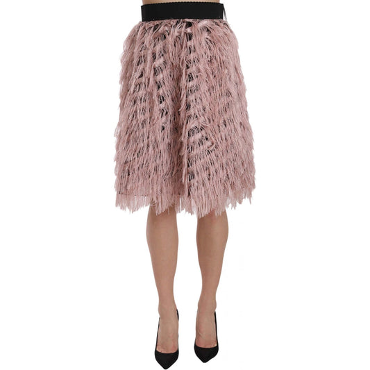 Dolce & Gabbana Pink Gold Fringe Metallic Pencil A-line Skirt Dolce & Gabbana
