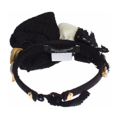 Dolce & Gabbana Diadem Headband Tiara White Rose Crystal Hair Gold Dolce & Gabbana