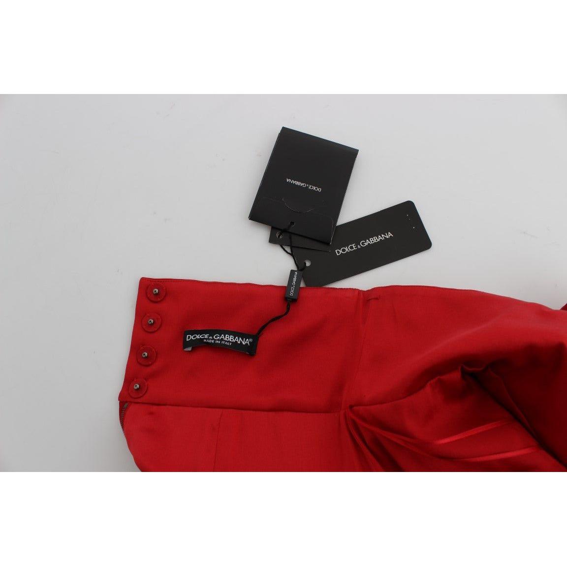 Dolce & Gabbana Red Silk Crystal Roses Shorts Dolce & Gabbana