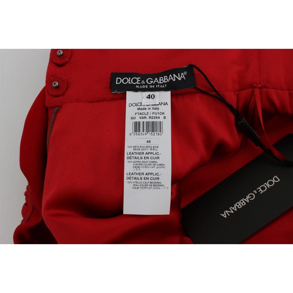 Dolce & Gabbana Red Silk Roses Sicily Shorts Dolce & Gabbana