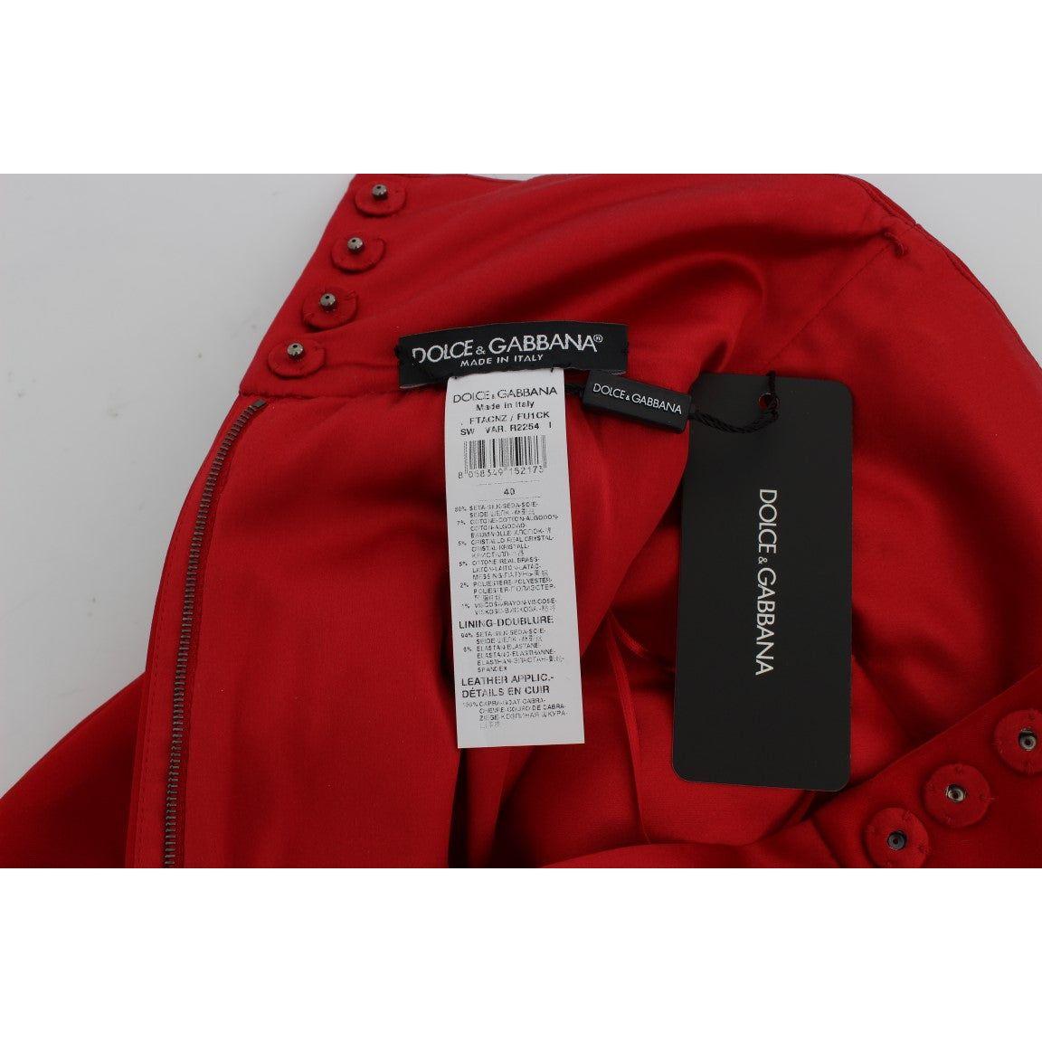 Dolce & Gabbana Red Silk Crystal Roses Shorts Dolce & Gabbana