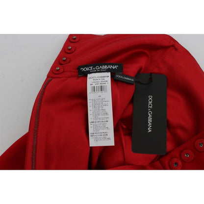 Dolce & Gabbana Red Silk Crystal Roses Shorts Dolce & Gabbana