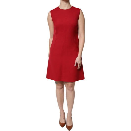 Dolce & Gabbana Red Wool Sleeveless Knee Length A-line Dress