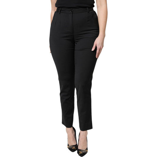 Dolce & Gabbana Black Polyester High Waist Slim Pants