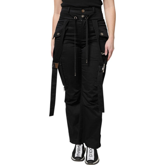 Dolce & Gabbana Black Cotton High Waist Cargo Pants