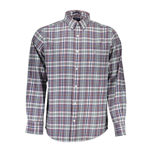 Gant Blue Cotton Men Shirt Gant Light Slate Gray