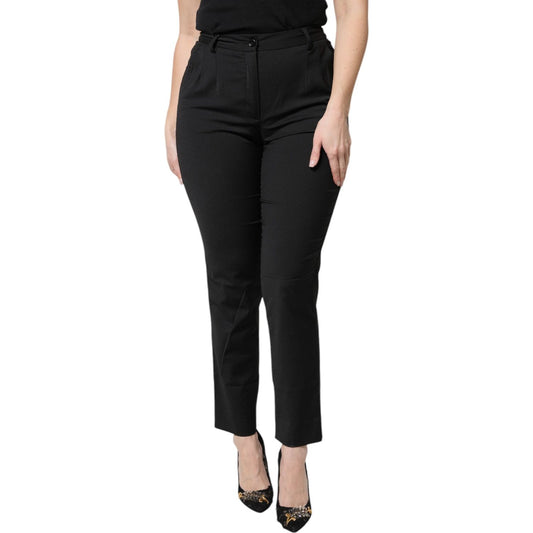 Dolce & Gabbana Black Polyester High Waist Slim Pants