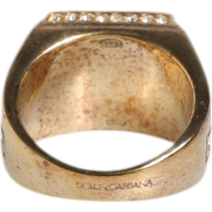 Dolce & Gabbana Gold Tone Sterling Silver 925 Crystals Ring