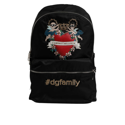 Dolce & Gabbana Black Nylon #DGFAMILY Embellished Backpack VULCANO Bag