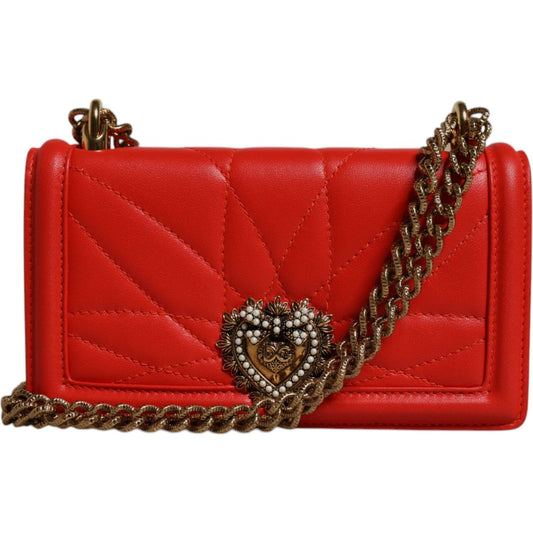 Dolce & Gabbana Red Quilted Devotion Crossbody Chain Phone Cover Bag
