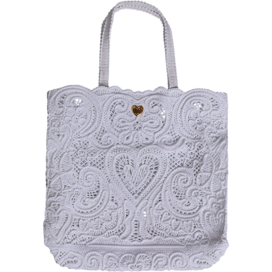 Dolce & Gabbana White Cordonetto Lace Beatrice Tote Shopping Bag 1728,67345645728,Bags,Dolce & Gabbana,Material: 90% Cotton 10% Viscose,Preowned / Defect,Tote Bags - Women - Bags,White,Women,Women - Bags Dolce & Gabbana BAG4396